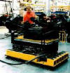 Solving Material Handling Equipment, Mobile Scissor Lift Table on Air Pallet base floats on a bearing of air